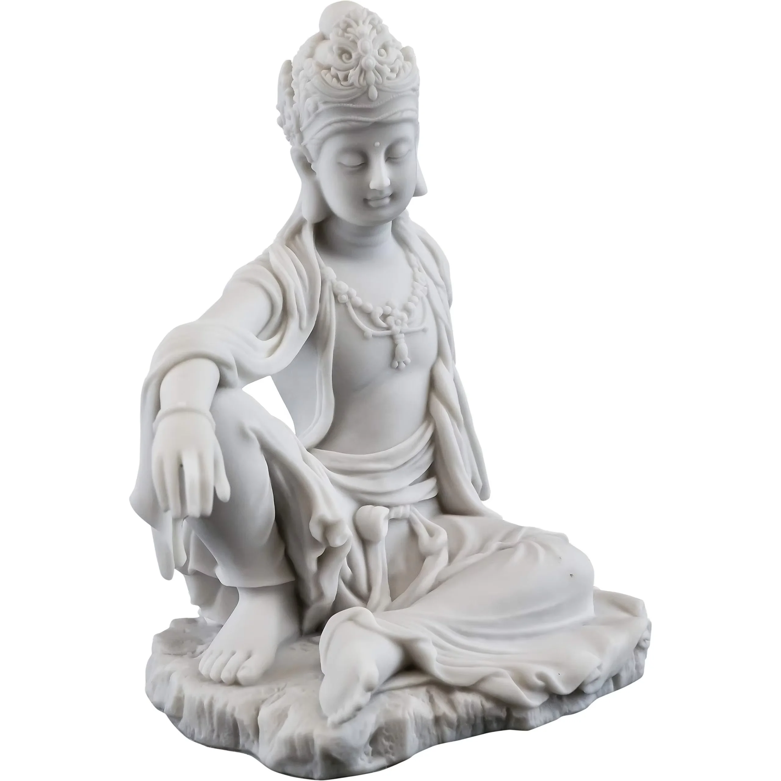 Shengye buddha sculpture Stone Carving Ease Pose Statue- Buddhist Kwan Yin Goddess of Compassion and Mercy Sculpture