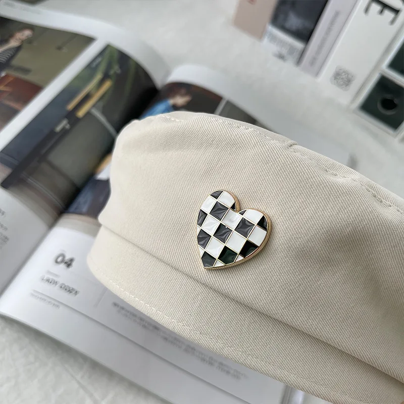 2022 ladies checkerboard love beret all-match fashion home beret factory direct sales