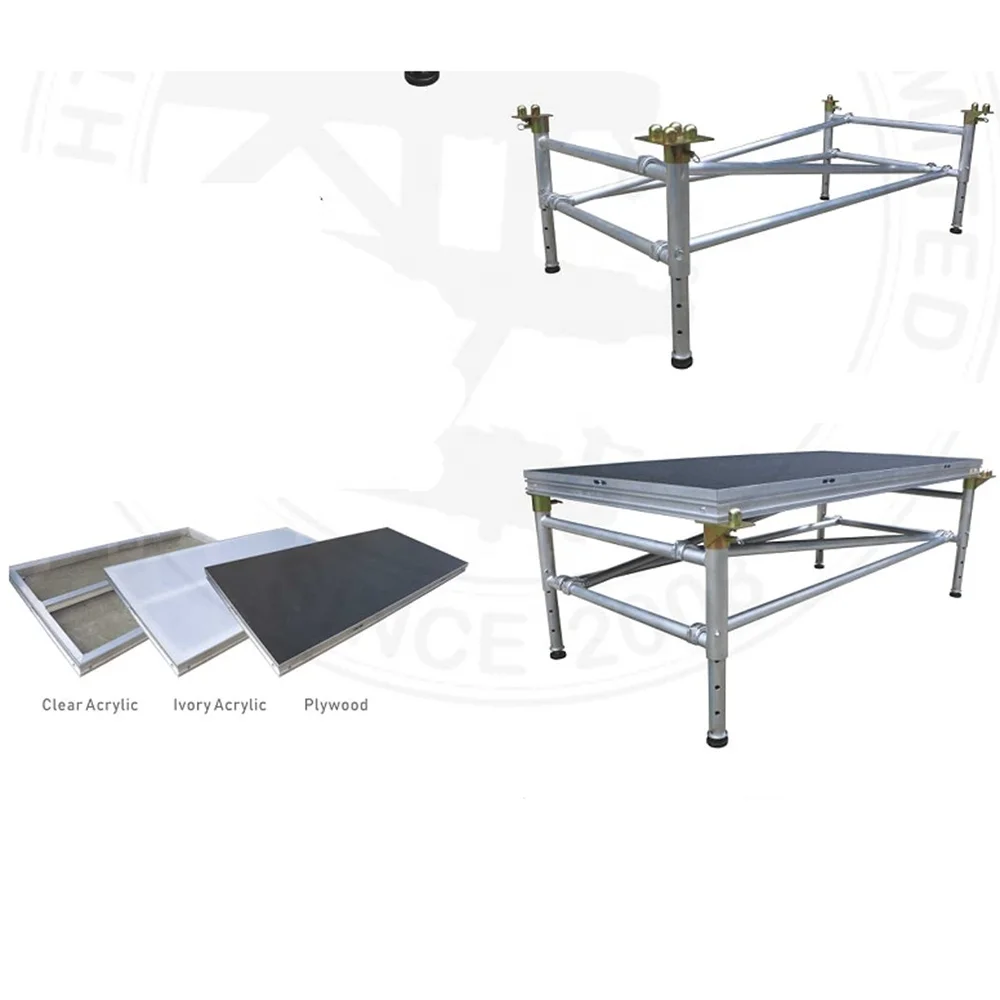Adjustable height Swimming Pool acrylic stage wedding event transparent white glass acrylic stage platform