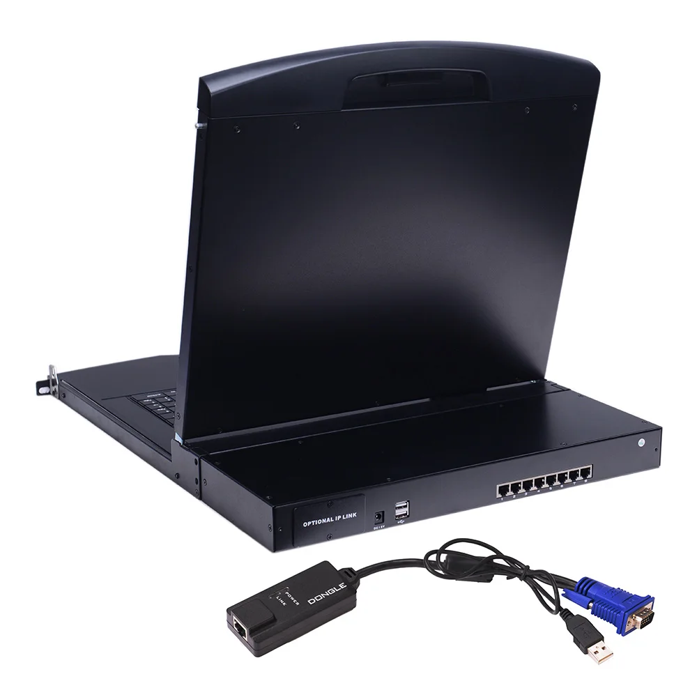 IP Optional 8ports 19 Inch Touch Screen Singlerail CAT5 LCD KVM Console With Keyboard Mouse