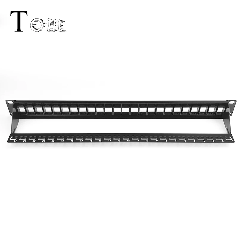 TOM-P-16 19' 1U UTP Blank 24port patch panel with back bar unshielded Modular distribution frame empty frame patch panel