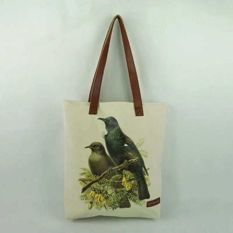 Chiterion Recycled Cotton Canvas Transfer Printing Press Screen FashionTote Bag For Ladies Girls PU Handle Tab With Inner Pocket