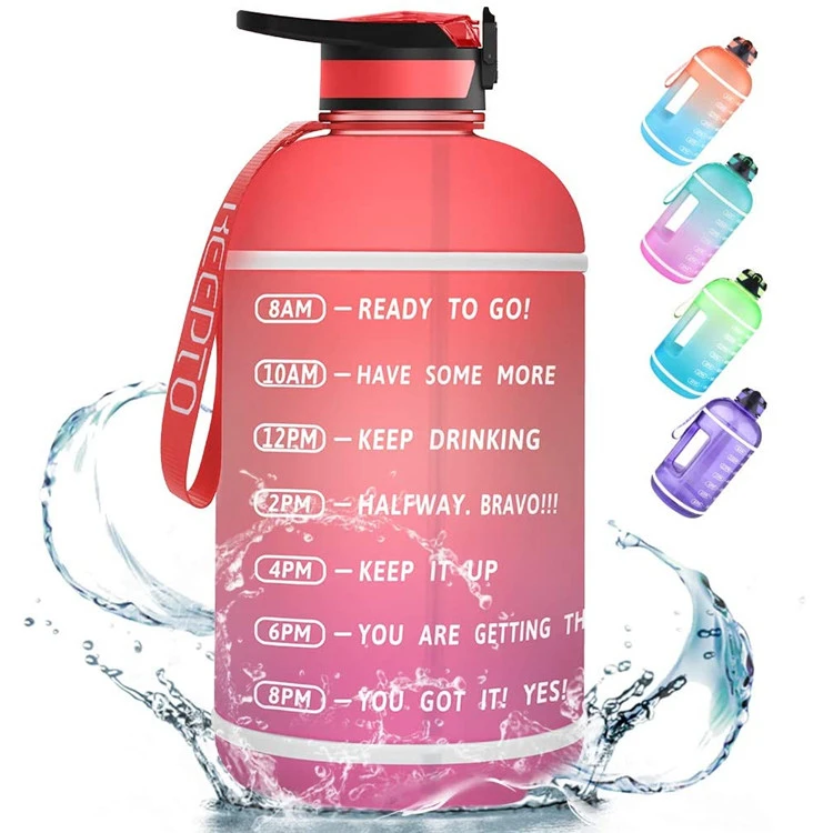 
New Design Water Bottles With Custom Logo 1 Gallon Petg Sport Water Bottle Bpa Free With Time Markers 