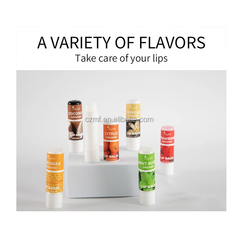 Private Label Natural Long-lasting Moisturizing Chapstick Lip Gloss 6 Fruit Flavor Blueberry Organic Lipstick Embellish Lip Balm