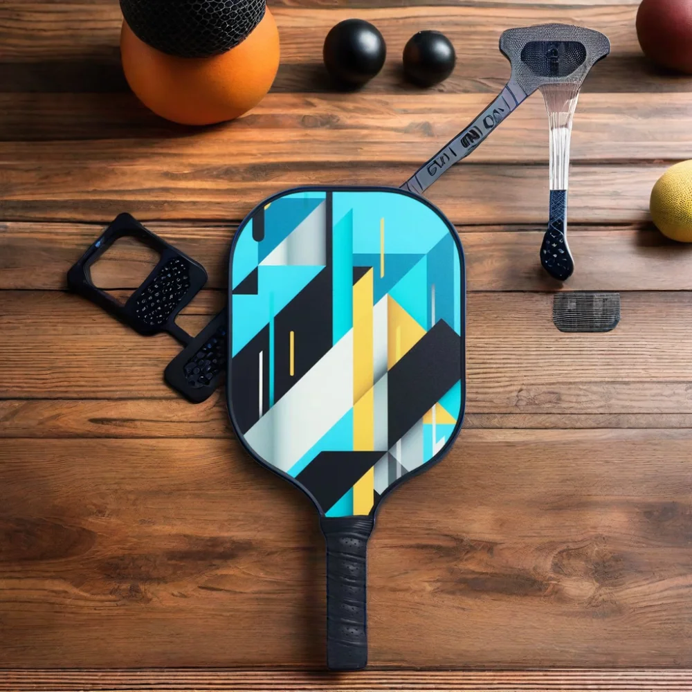 High Quality UV Printed Glass Carbon Fiber Polypropylene Honeycomb Racket Suit with Pickleball Racket