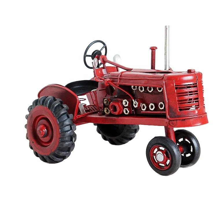 Hot Sale Vintage Red Three Wheels Tractor Models Metal Agricultural Tractor for Sale