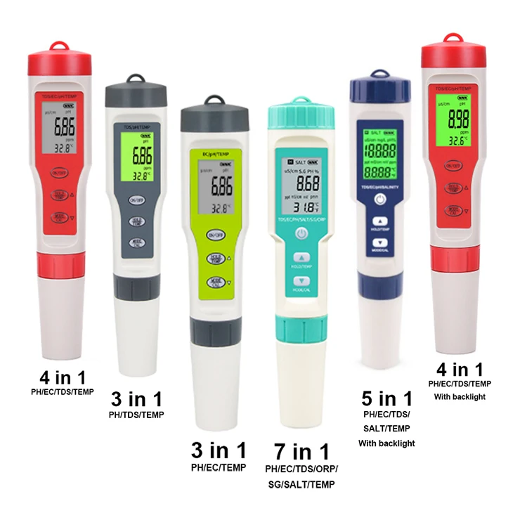Multi-parameter 7 in 1 3in1 Water Quality Tester Temperature Sensor SG SALT ORP PH EC TDS Meter  milk digital ph meters