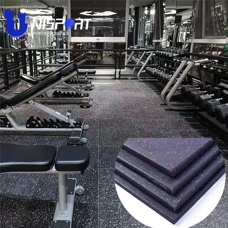 Высококачественные аксессуары для спортзала UNISPORT оптовая цена прочный ЭПДМ резиновый коврик