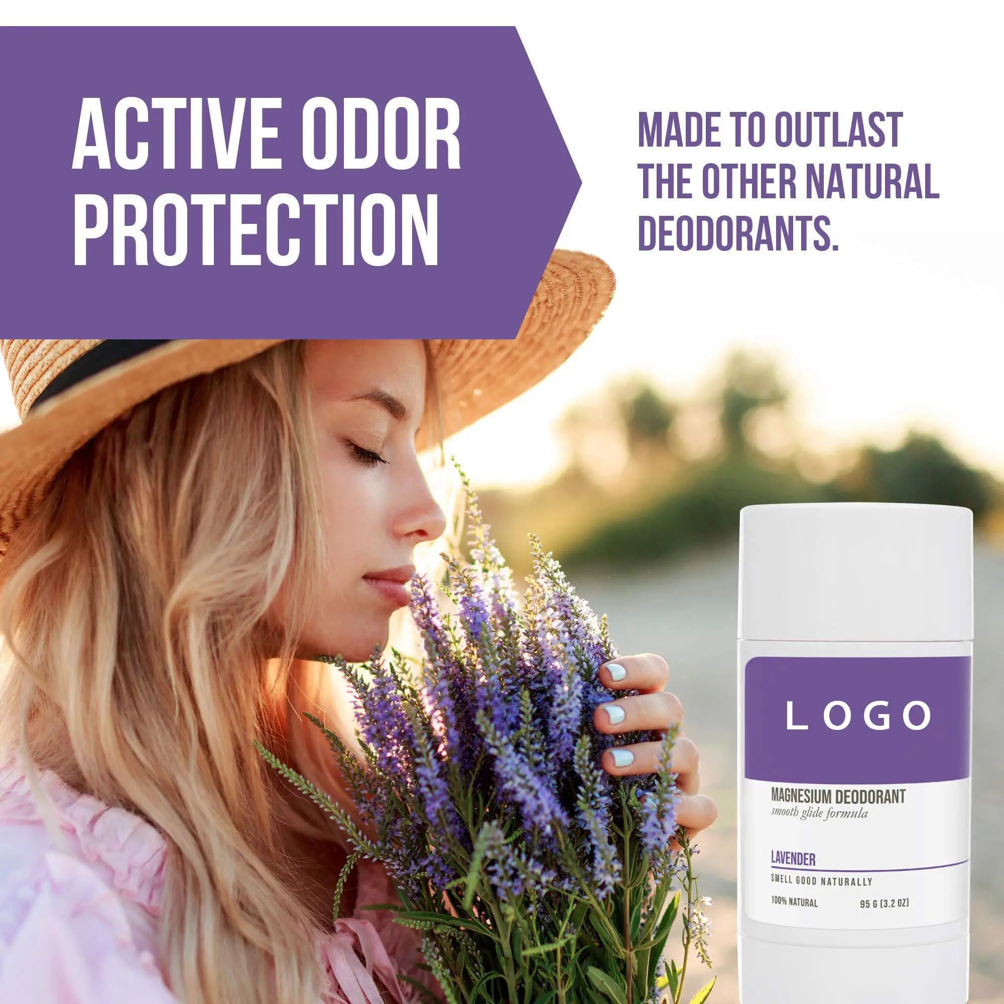 BLIW Private Label 100% Natural Aluminum Free Plastic Free Antiperspirant Lavender Deodorant Stick For Men and Women