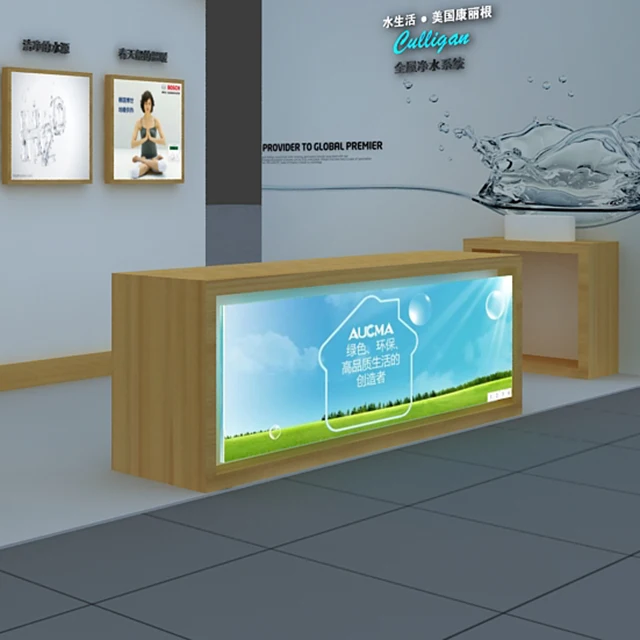 Modern Bar Counter Designed LED Lights Fixture Customized Making Shopping Mall Interior Design Wall Cabinet Kiosk Designed