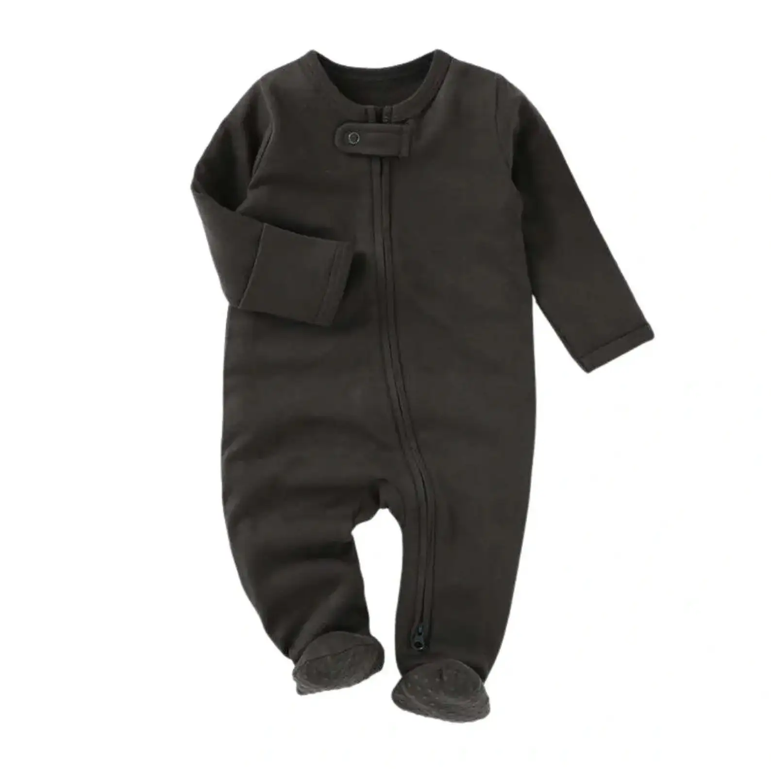 Neutral Footed Zipper Newborn Jumpsuit Romper Anti-slip Pajamas Sleepers Baby Apparel 95 Bamboo 5 Spandex Fabric