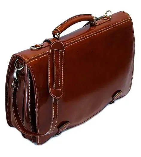 vintage crazy horse leather 18 inch pad genuine leather men anti theft shoulder messenger bag with many pockets