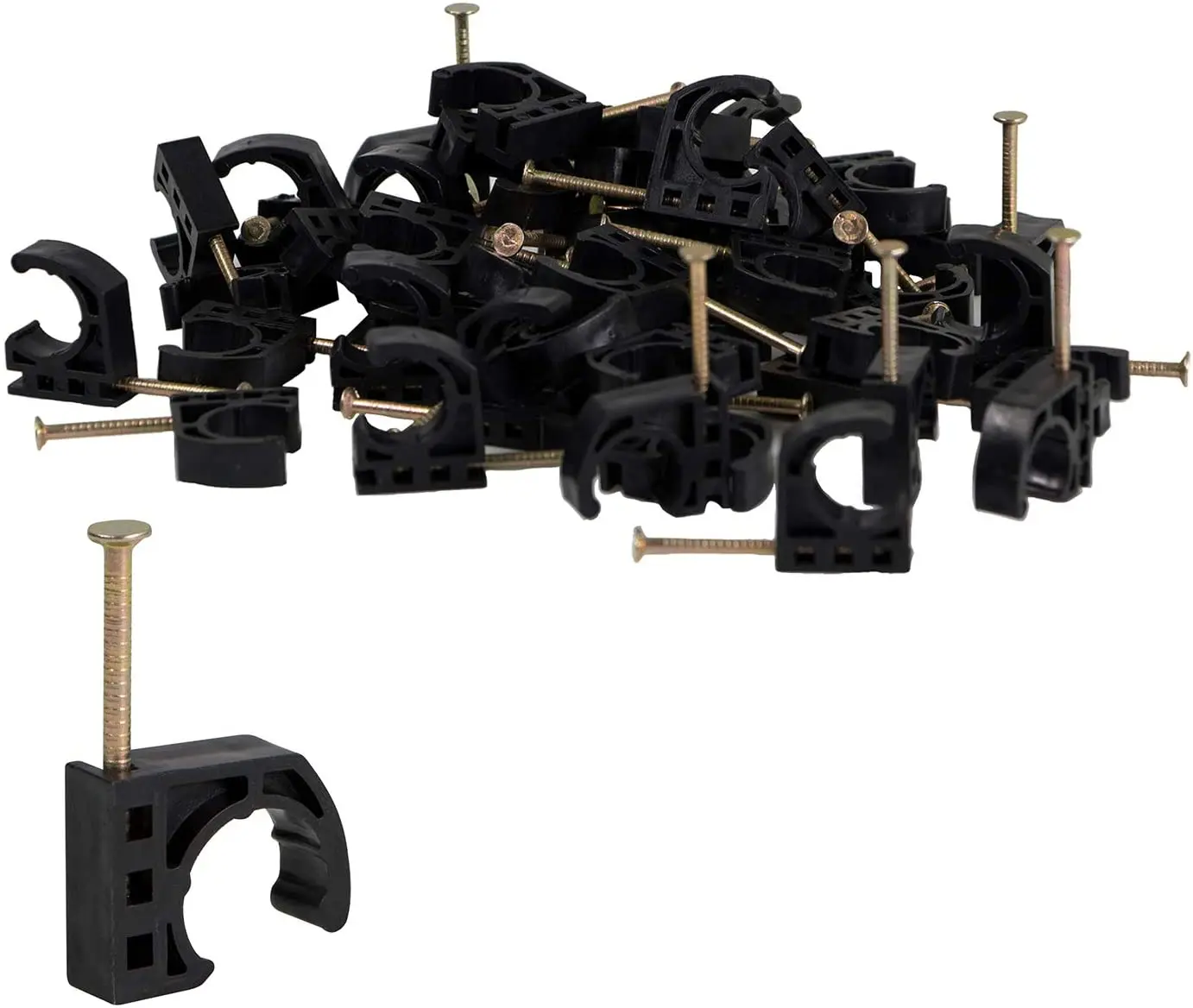 Half Clamp J-Hook with Nail For Pex Tubing Pipe Support Electrical Round  pvc  Cable Terminal Clips With Steel Nail