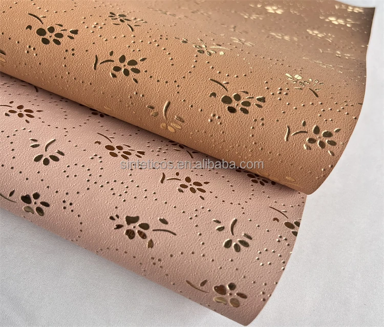 #6A118, PU Synthetic Leather Clover Stamping for Shoes Lining, Nonwoven Backing (PU Sinteticos, Cuero Sinteticos Para Forro)
