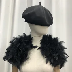 New Style Fluffy Ostrich Feather Fur Capes Wholesale Light Pink Short Fur Shawl 2023