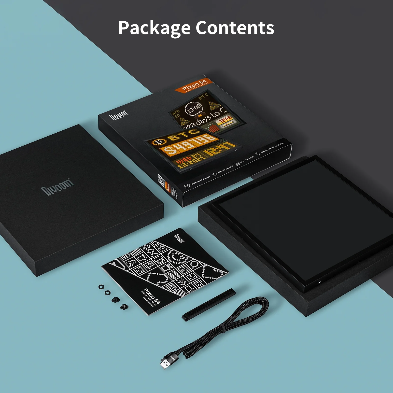 Divoom Pixoo 64 Digital Photo Frame with 64*64 Pixel Art LED Picture Electronic Display Board Neon Light Sign Home Decoration