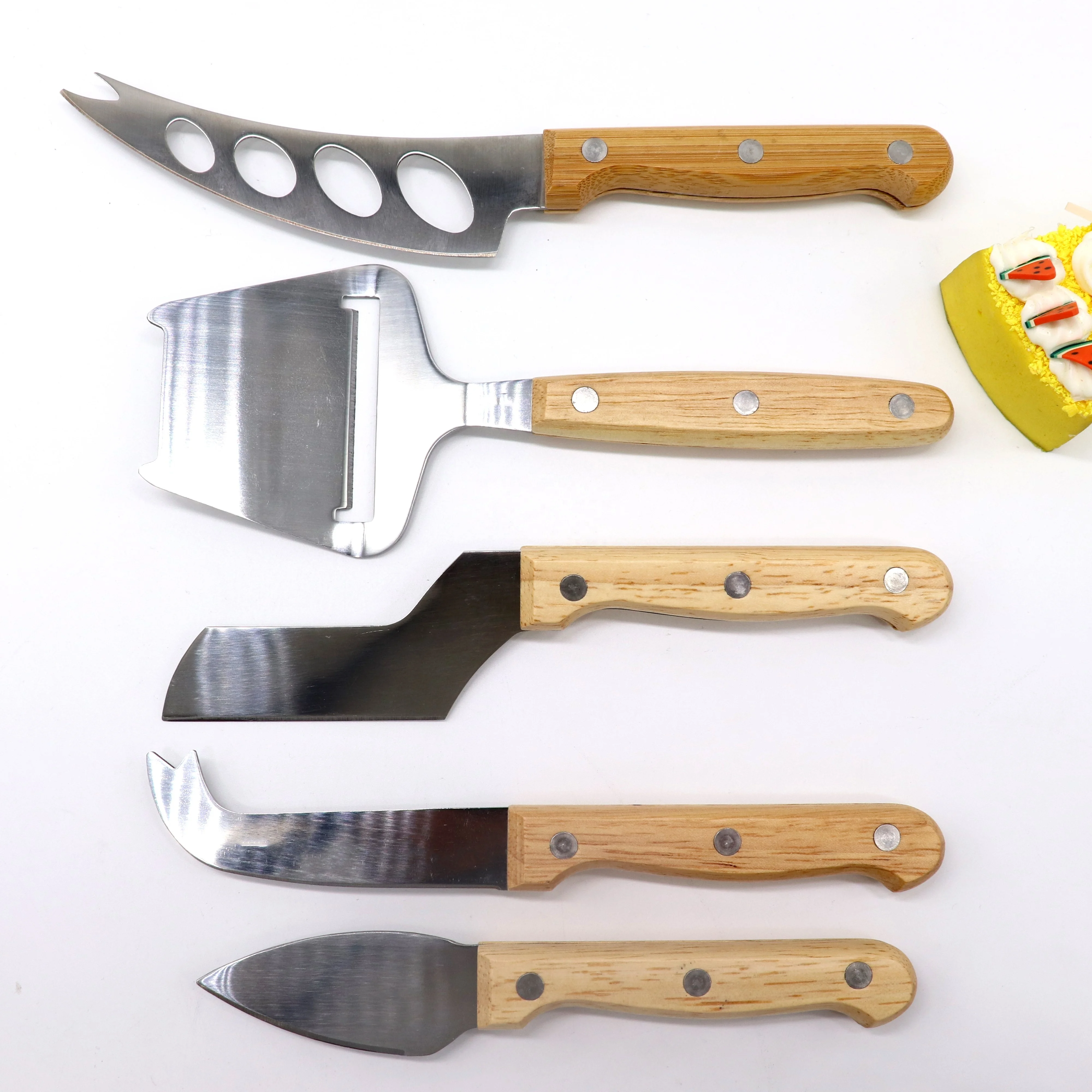 stainless steel cheese knives knife set with wood handle