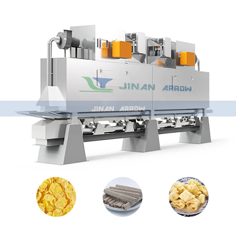 Muti-Layers Puffing Snacks Corn Flakes Oil-Free Puffing Pellet Food Through Flow Gas Baking Oven