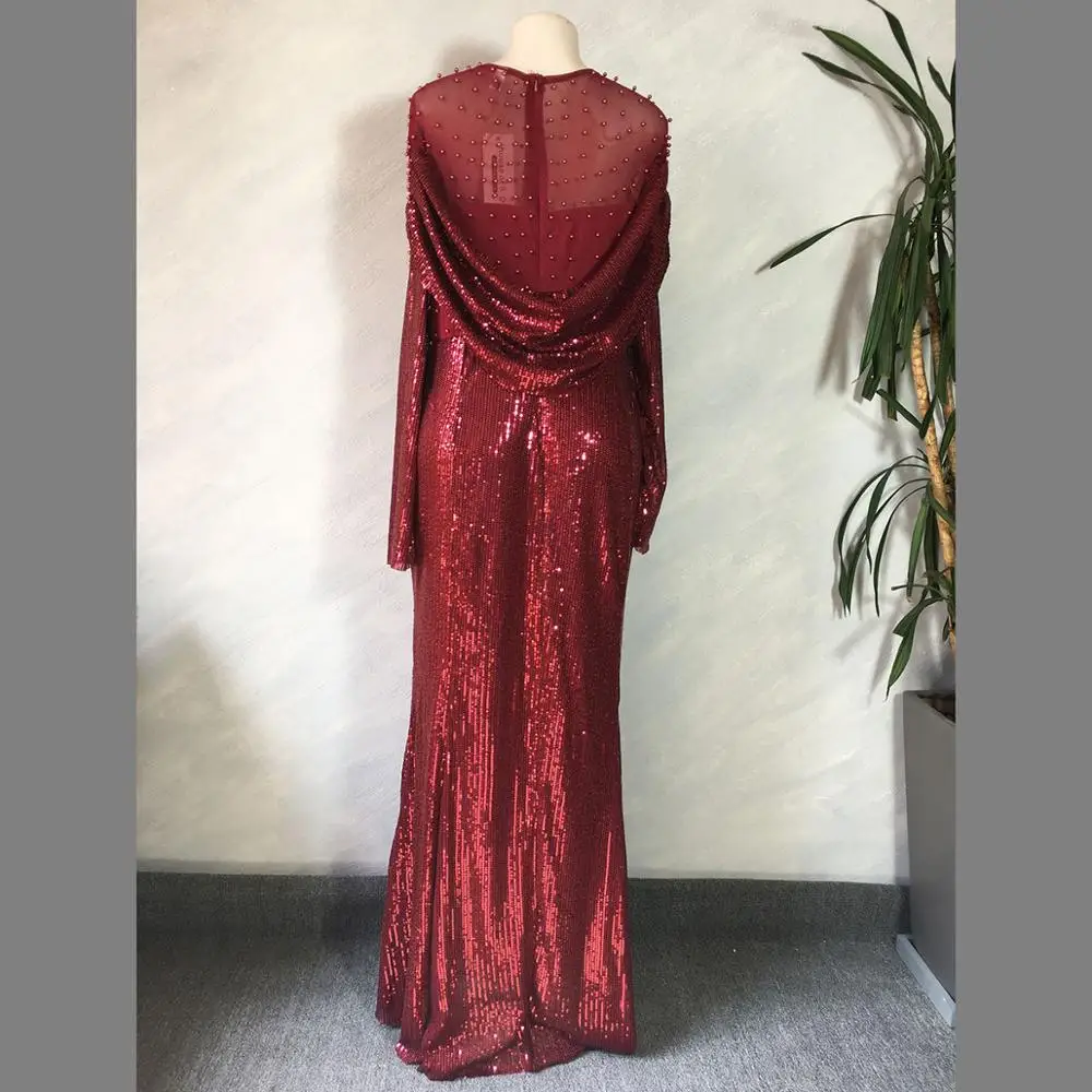 
Christmas Party Banquet Evening Dress Sequins Vertical Shoulder Decoration Beaded Long Elastic African Dress 