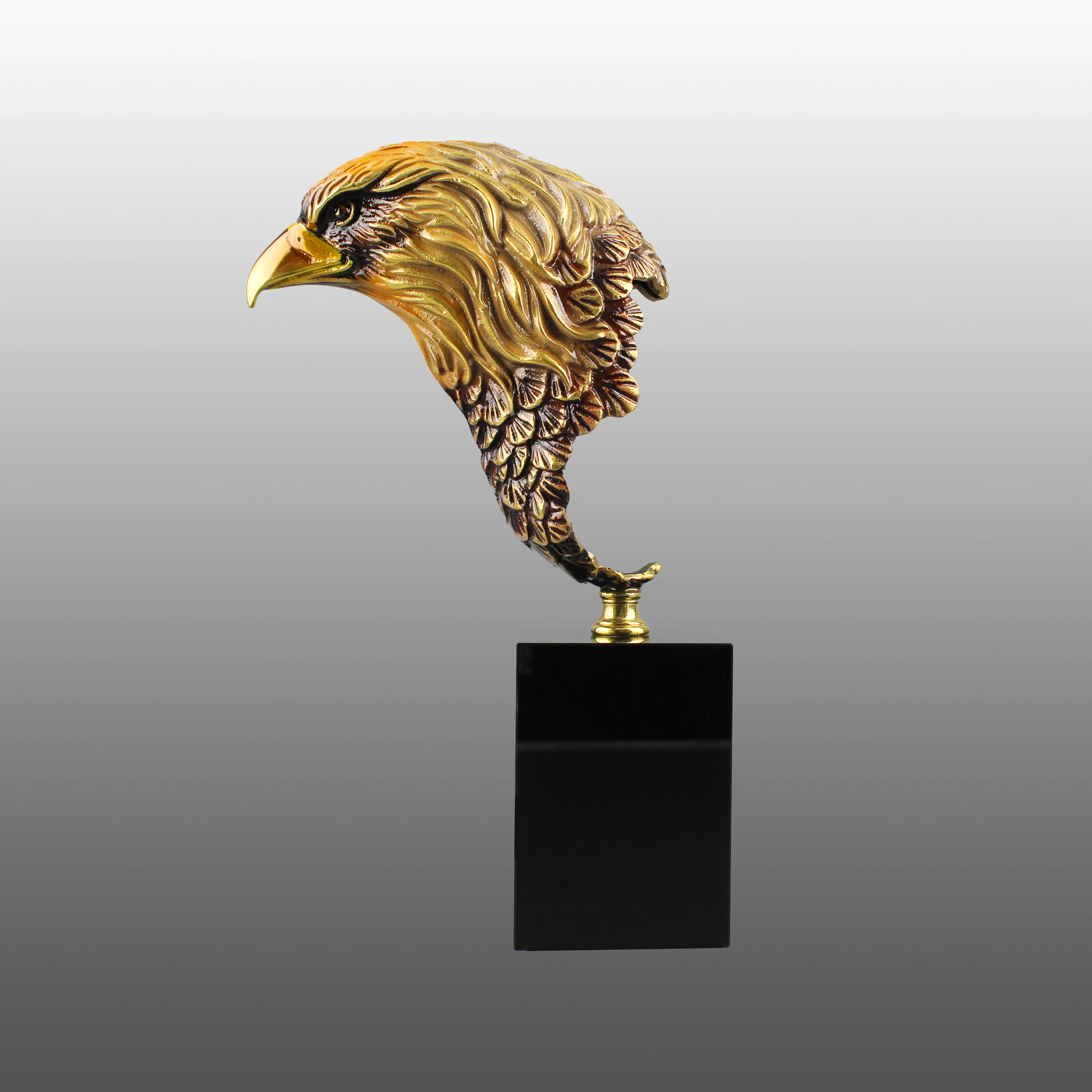 Copper Metal Eagle Statue With Crystal Base Craft Gift