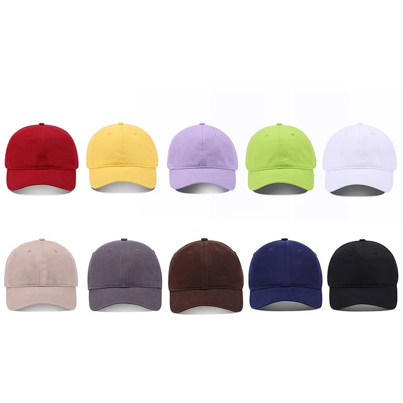 Multi color plain cotton baseball cap 6 panel dad hats custom embroidery logo