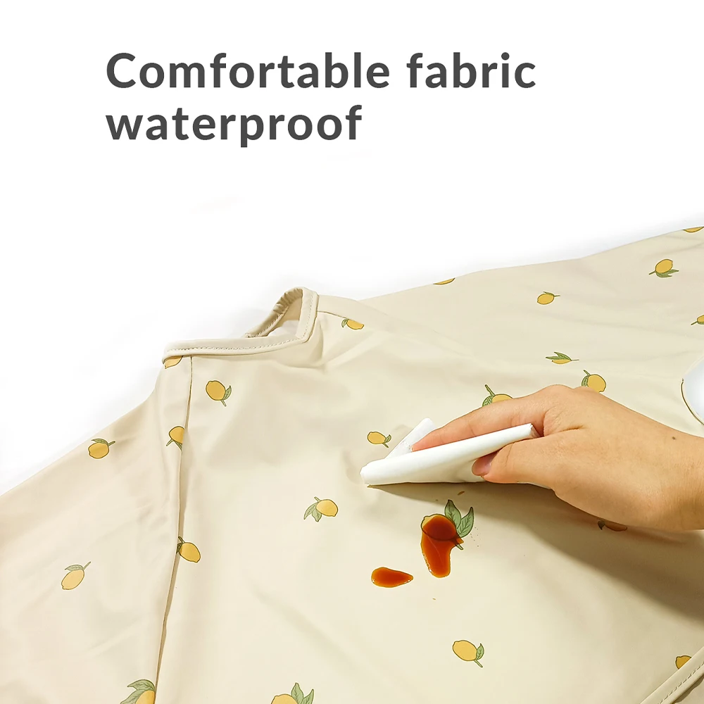 Waterproof Toddler Apron Long Sleeve baby bibs Customization Washable Breathable Pu Bpa Free Baby Easy Cleaning