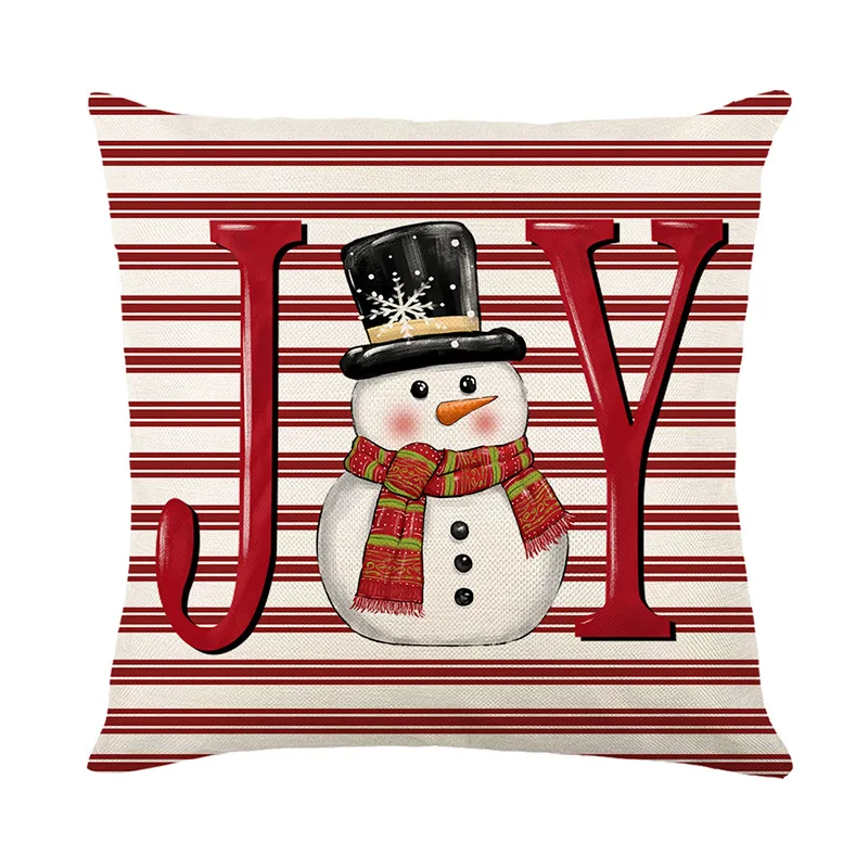 Holiday Decor Joy Cushion Case 45x45 cm Set of 4 Red Christmas Reindeer Pillow Covers
