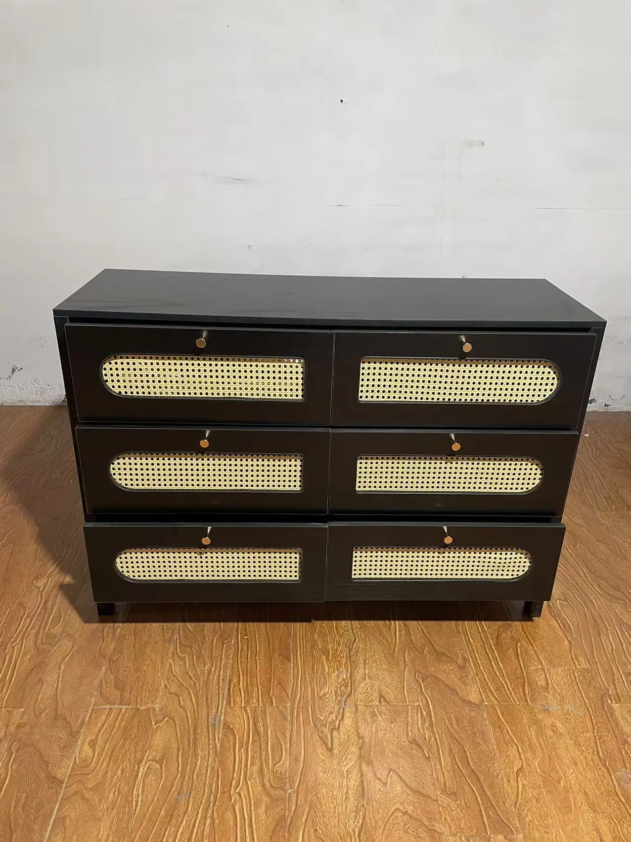 Rustic Style Corner Rattan Cabinet Showcase  Wooden Furniture for Home School Apartment Dining Living Room