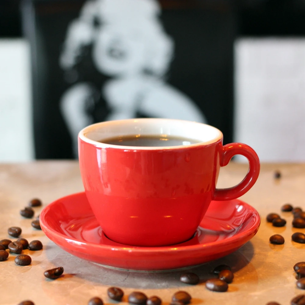 Wholesale Custom Colors Simple Ceramic Espresso Coffee Cup And Saucer Custom Logo Italian Espresso Cup 80ml For Cafe