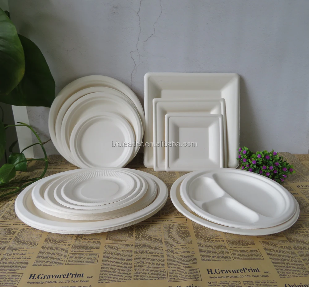 Small Round 6 Inch Biodegradable Sugarcane Bagasse Disposable Dessert Plate For Party