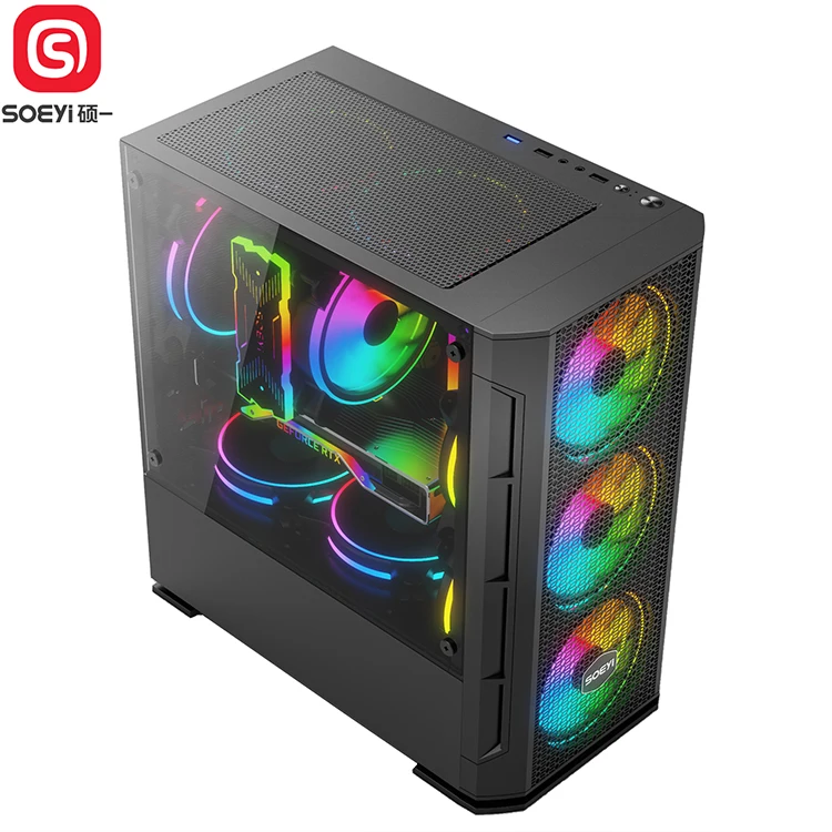 Gaming caso kastje SOEYI OEM computer case table gaming case tempered glass computer pc case
