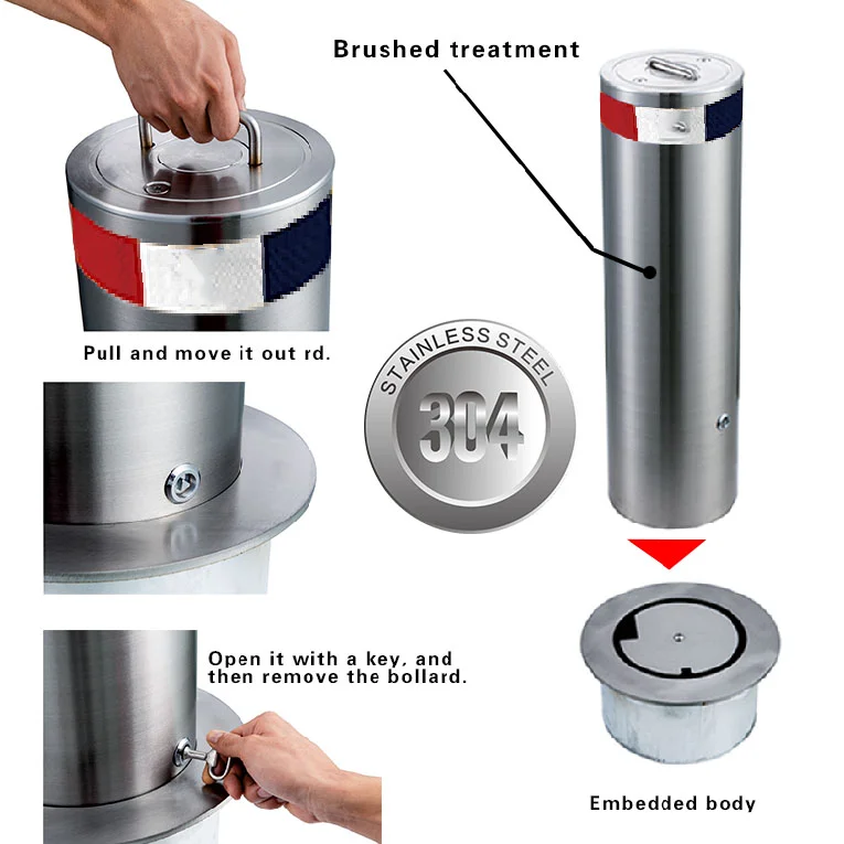 Automatic Road Stainless Steel Parking Rasing Hydraulic Bollard Price System