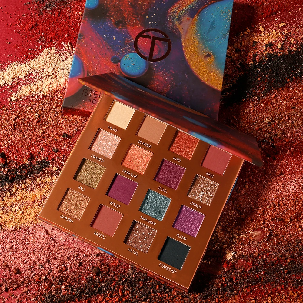 O.TWO.O Cosmetics Glitter Rich Colors Eyeshadow Good Pigmented 16 Colors Eyeshadow Palette