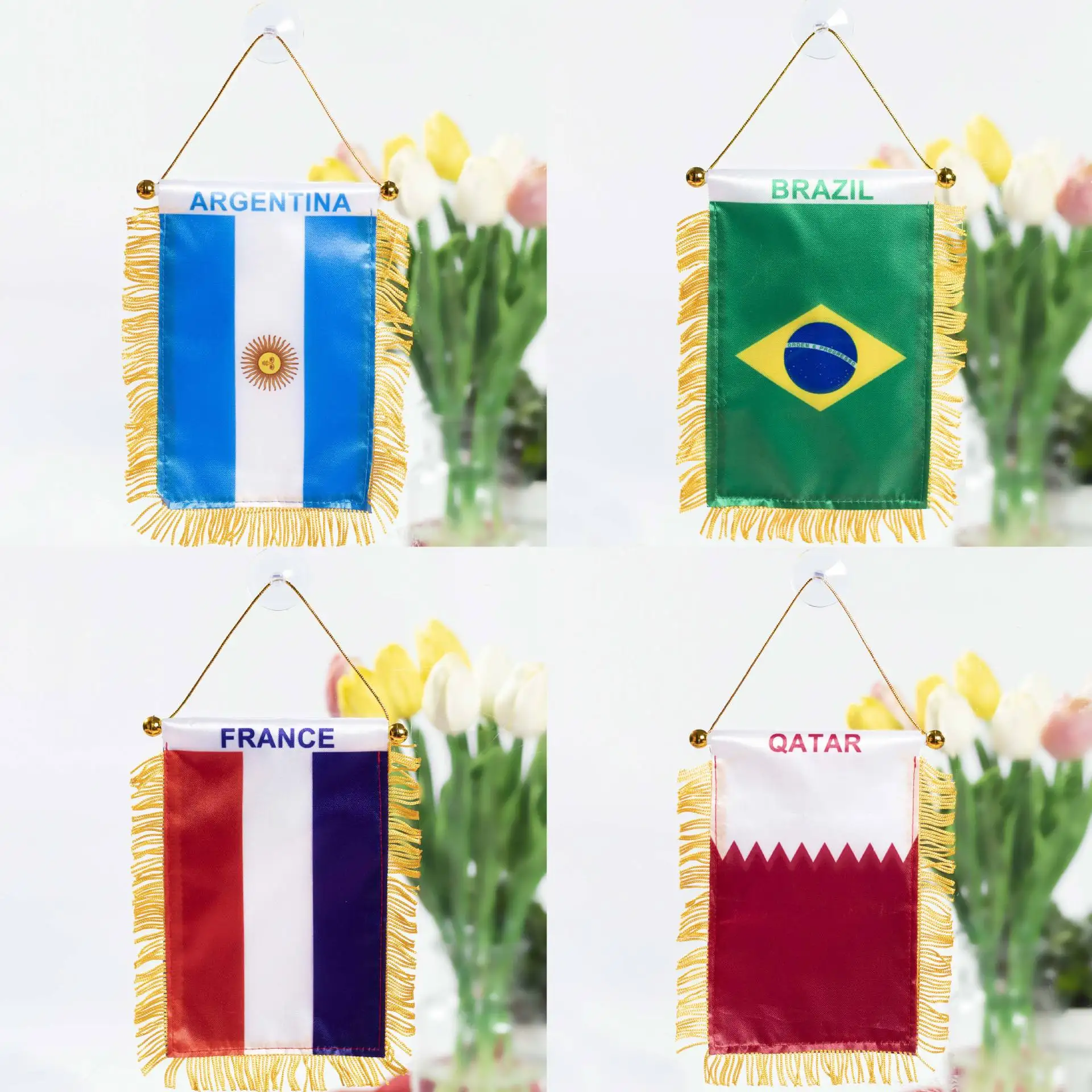Wholesale 32 Countries Mini Soccer Football Club Hanging Flags 2022 World Cup party Wall Flags Banner
