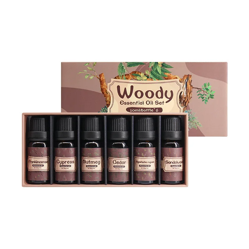 Factory Hot Sale Natural Oragnic Sandalwood Men Aromatherapy Oil 6 Bottle Set Essential Oil Woody Scent