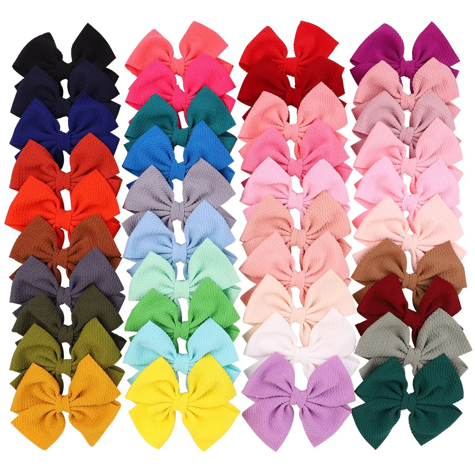 Wholesale Bullet Fabric Hair Bow With Clips For Girls Solid Hair Bows For Girl Accessories