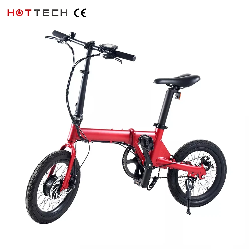 Hottech Wholesale Mini 16 Inch Folding Motor Electric Bikes European Warehouse Buy Scooter Cheap Price For Sales Bicycle