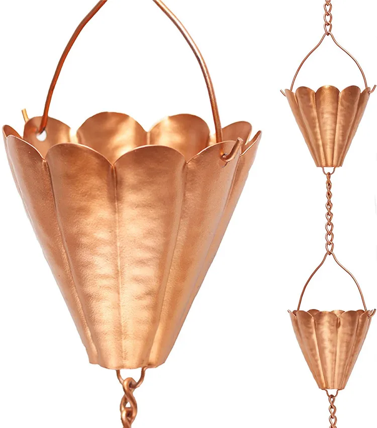 Copper Colored Iron DIY Downspout Rain Chain Galvanized Bucket