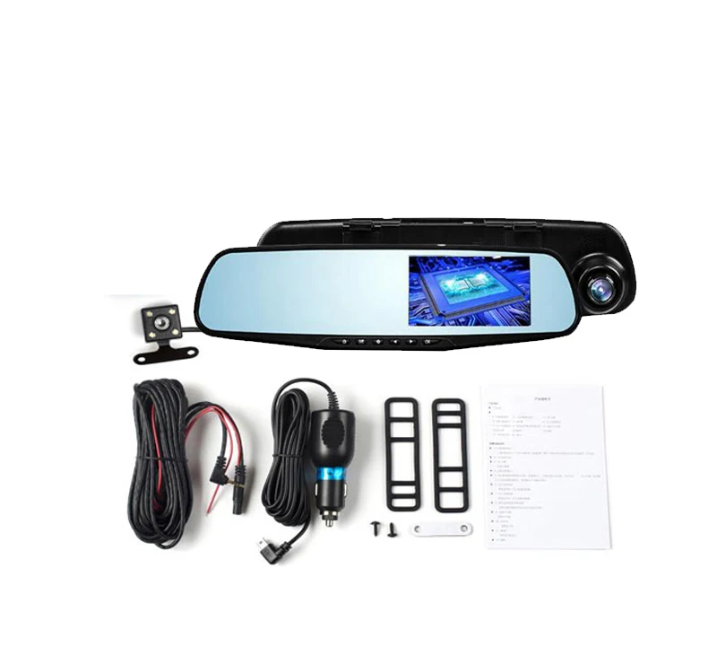 New Dual lens Car rearview mirror Dashboard Camera Recorder with 4.3inch HD display, Back up Camera and Motion Detect