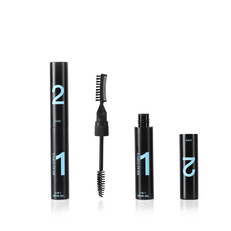 New arrival 2 in 1 matte black primer mascara packaging,6ml multi--functional mascara container,aluminum mascara tube with brush