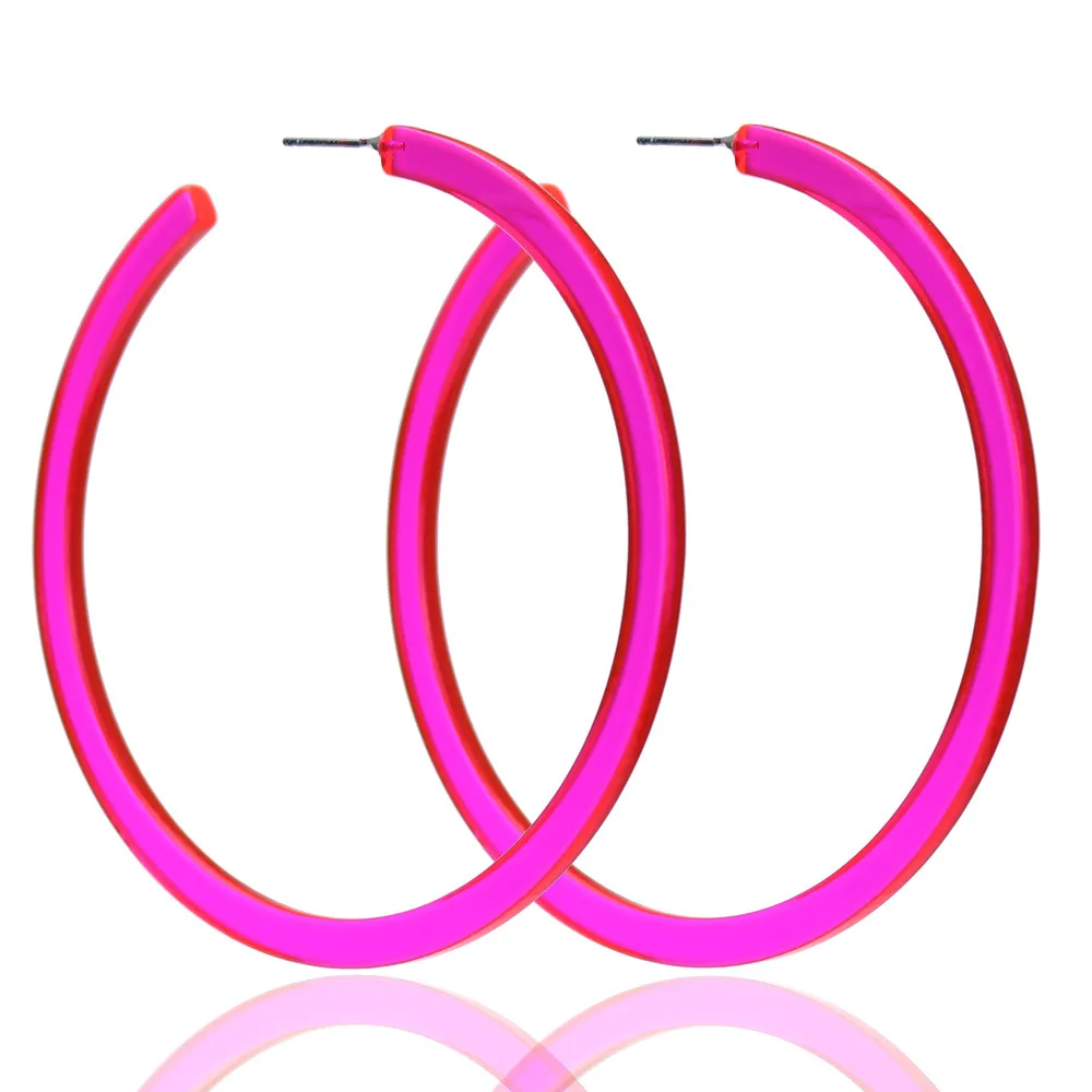 Summer Acrylic Hoop Earring Neon Color Large Earring Hoops