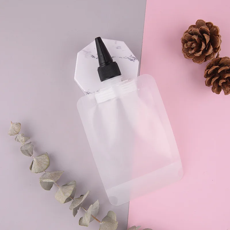 New Design Matte Plastic Stand Up Hair Dye Conditioner Packaging Bag With Disc Cap For Cosmetic Twist Top Cap Spout Pouch