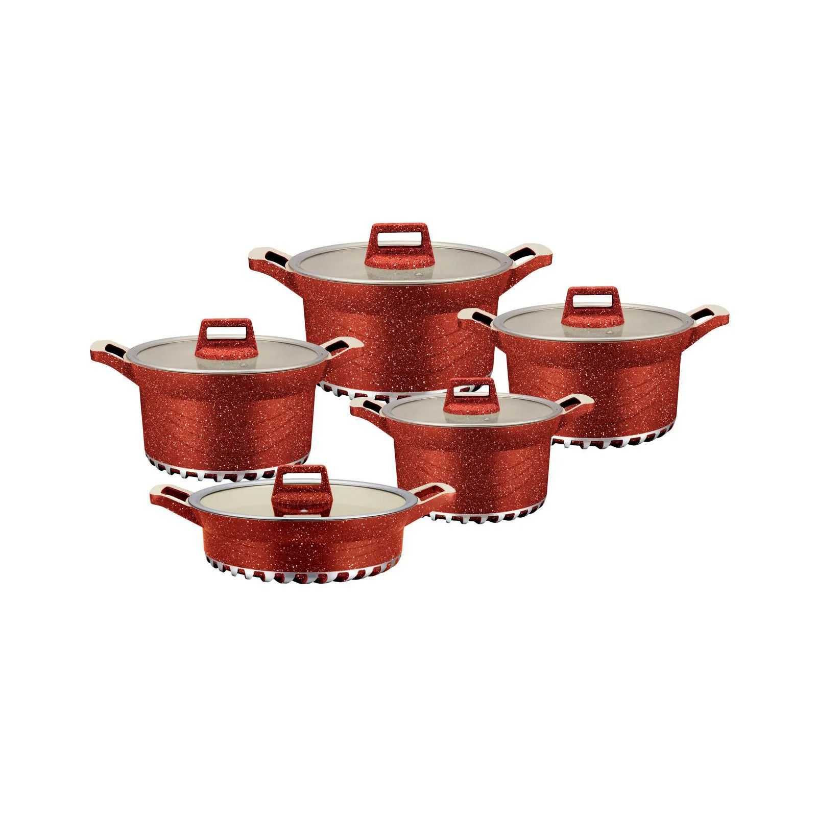 Pans Kitchen Utensils Die Cast Non-stick Cookware Set 10 Piece Wood Modern Glass Cover Household Aluminum Customized Size