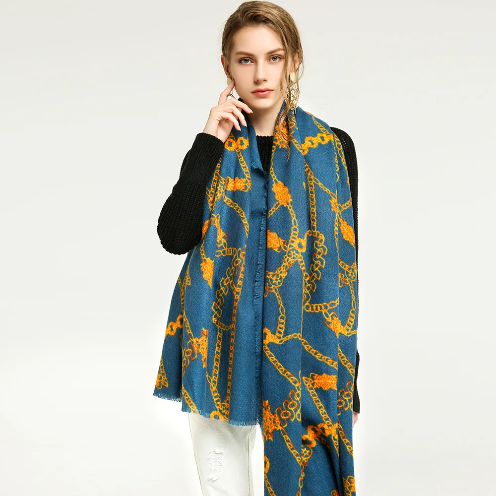 brand new autumn winter chain pattern printed hijab shawls scarves for women