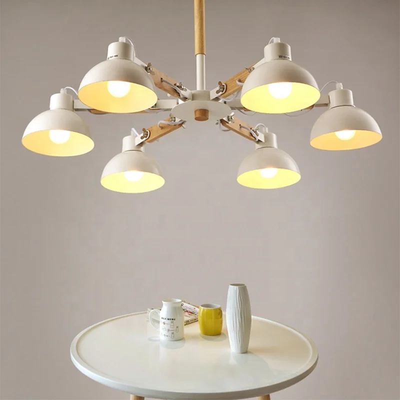 Nordic Creative Extension Rubber Wood E27 Led Ceiling Chandelier For Kitchen Living Room Bedroom Study Entrance Restaurant Hotel