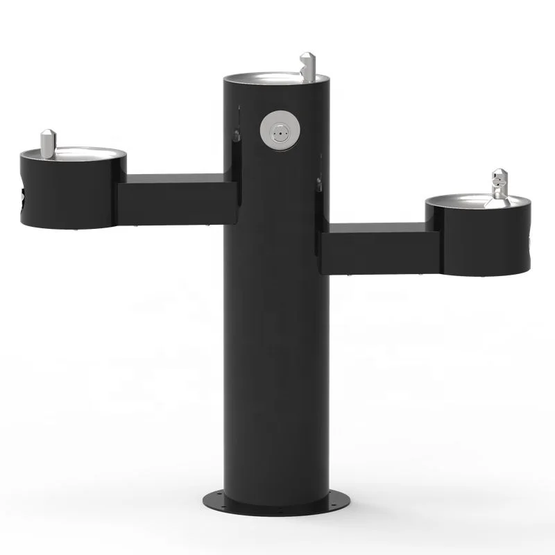 pedestal mounted outdoor drinking fountain, drinking fountain with bottle fillers