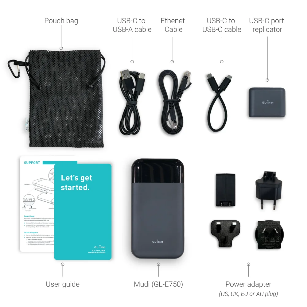 
OpenVPN WireGuard EC25-AFFA Module Installed 7000mAh Battery 4G LTE OpenWrt Router 