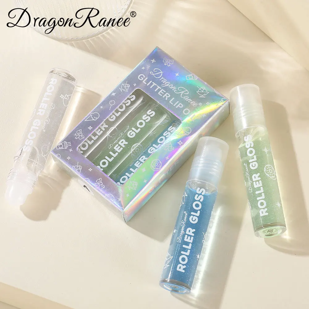 Lip Gloss Three Piece Set Transparent Lip Gloss Thin Flash Coating Box Moisturizing Lip Oil
