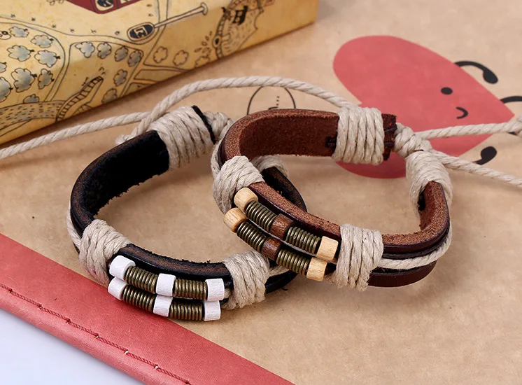 2021 New High Quality Fashion Braided Leather Jewelry Men Pu Leather Bracelet For Men