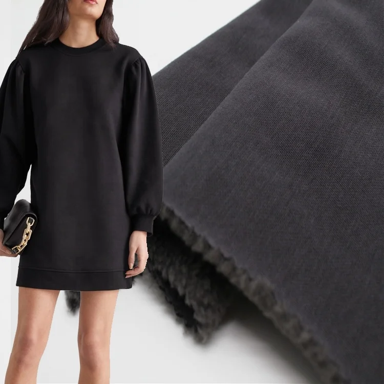 3191 High quality solid plain dyed cotton polyester knitting TC fleece terry fabric for hoodie